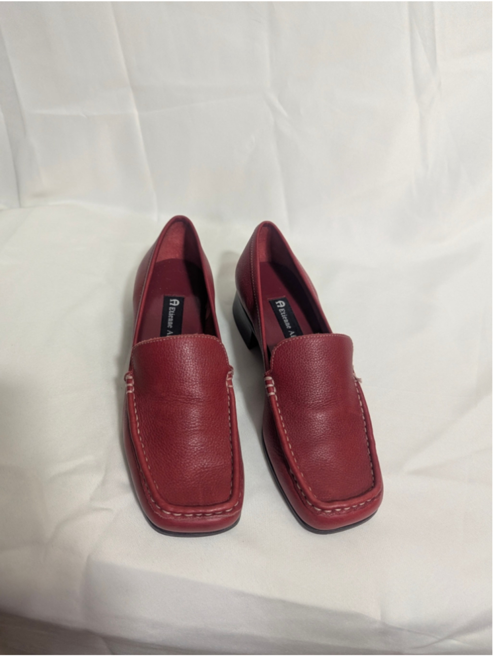 Etienne Aigner Vintage Quiz Dark Red Leather Loafers Size 7 - Picture 8 of 12